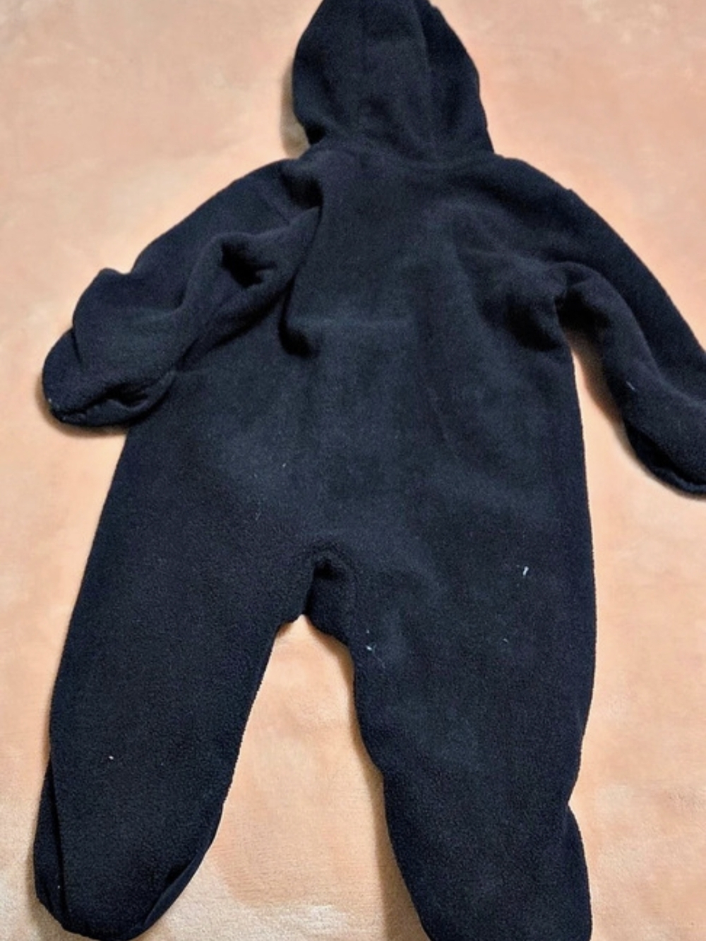 Wonder Nation Baby Fleece Pram Suit Black Hooded Footie 6-9M